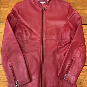 Jones New York Cherry Leather Jacket Size Petite Small